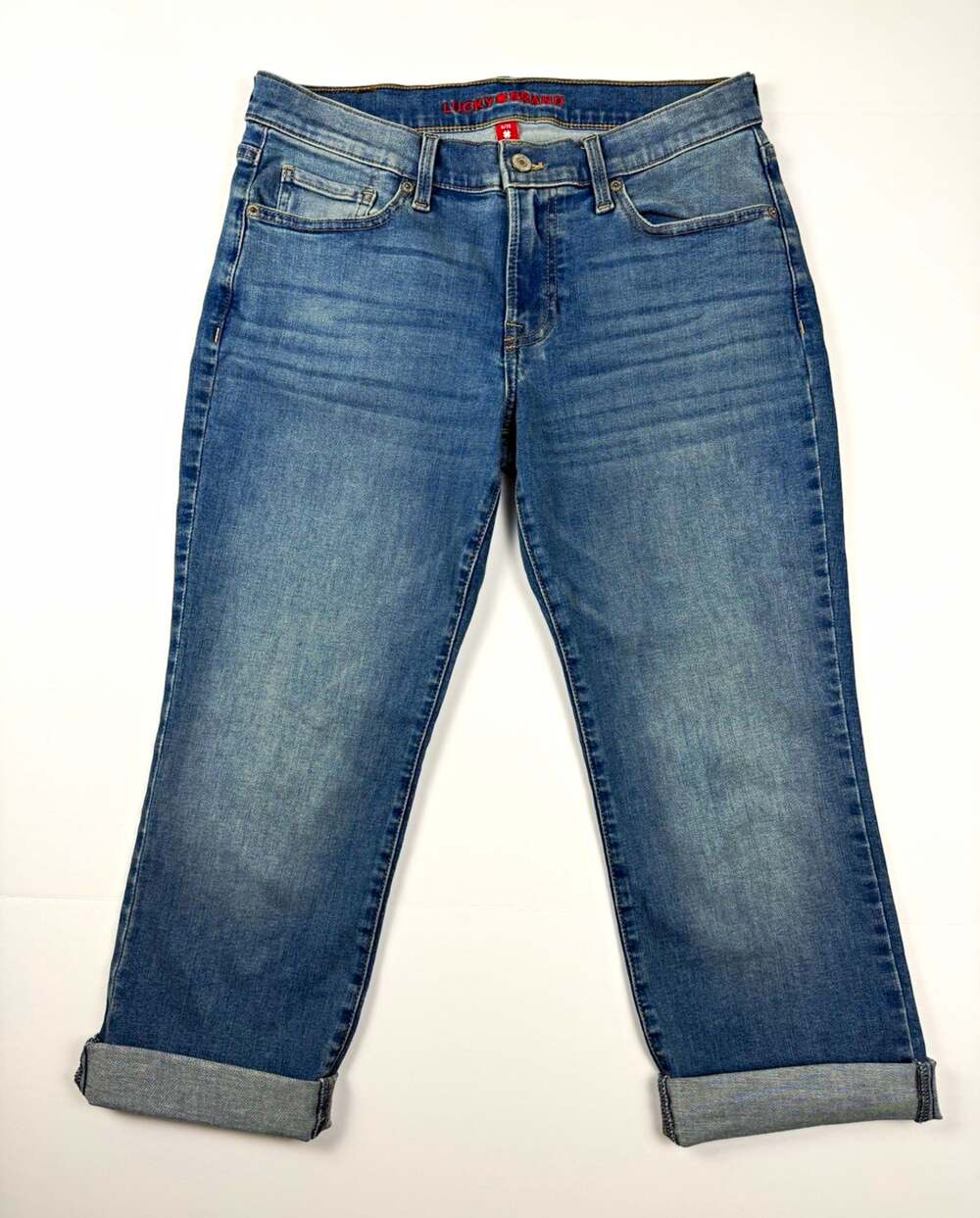 Lucky Brand Sweet Mid Rise Crop Women's Blue Medium Wash Straight Jeans 6/28